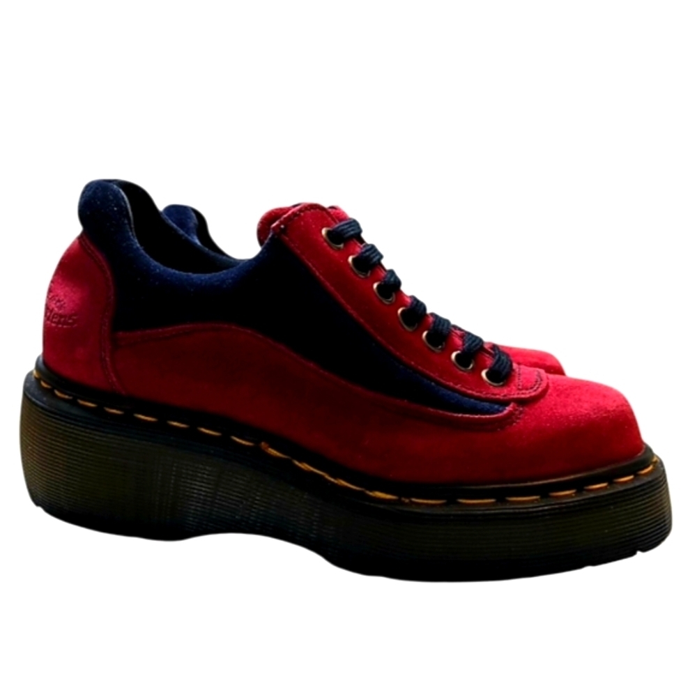 Dr. Martens Vintage 8591 Red/Navy Suede Shoes Size UK 4/US 6 90s England - Picture 5 of 13